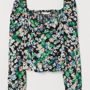H&M puffed sleeve floral blouse